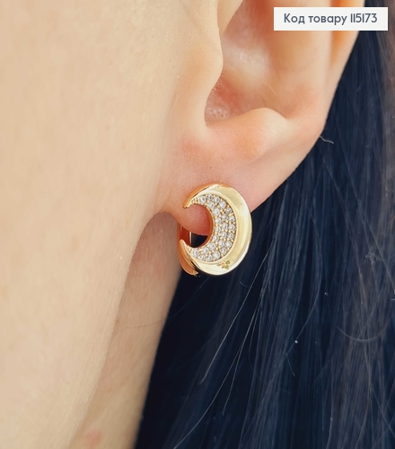Серьги кольца, "Луна" в камешках, Xuping 18K 115173 фото 2