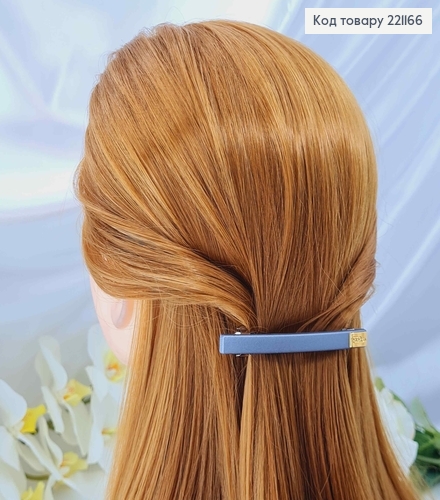 Заколка автомат (6см), Прямокутна з золотим написом 8,5*0,8см, кольори в асортименті 221166 фото 2