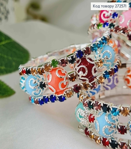 Браслет Пружинка, с разноцветными бусинками и камешками. 272571 фото 3