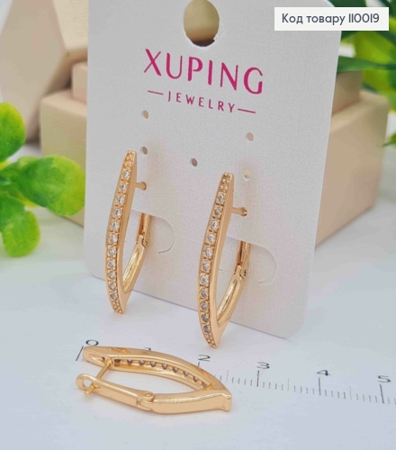 Серьги Стрелы с Блестящими камешками, 2,6см, английская застежка, Xuping 18К 110019 фото 2