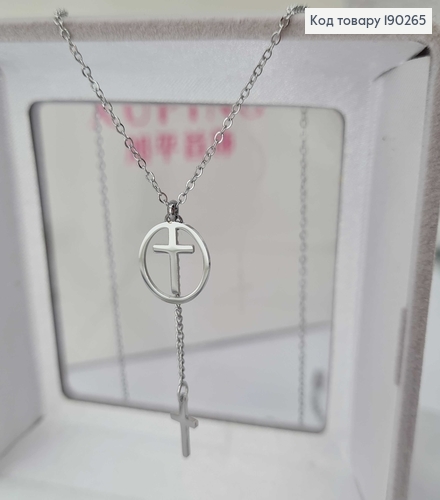 Цепочка родированая, якорное плетение с подвесками крестики 40+5см Xuping 190265 фото 2