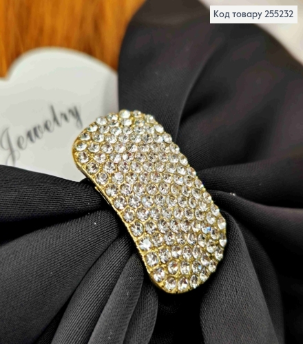 Бант с камешками, ЧЕРНЫЙ, атласный, на заколке автоматик, размер 16*16см. 255232 фото 2