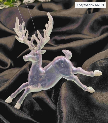 Фигурка ОЛЕНЬ, ПЕРЛАМУТРОВАЯ,14*11см, , новогоднее украшение, пластик, Украина 612621 фото 3
