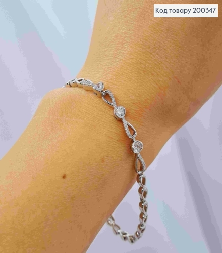 Браслет родований "Краплинка" з Блискучими камінцями, довжина 17+2см, Xuping 200347 фото 2