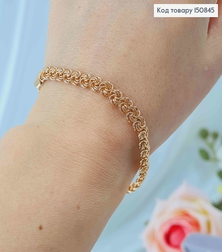 Браслет плетения бисмарк тройной, дл. 19см, шир. 6мм, Xuping 18К 150845 фото 2