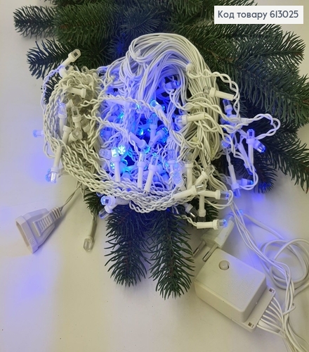 ¶Гирлянда шторка белая проволока 5 м 150 LED гранулированный шар синяя 613025 фото 2