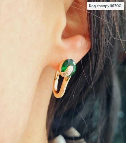 Серьги "Лебедь" с зеленым камешком, 2см, Xuping 18К 116700 фото 2