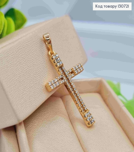 Крестик украшен Блестящими камешками, размер 3,2*2см, Xuping 18K 130721 фото 2