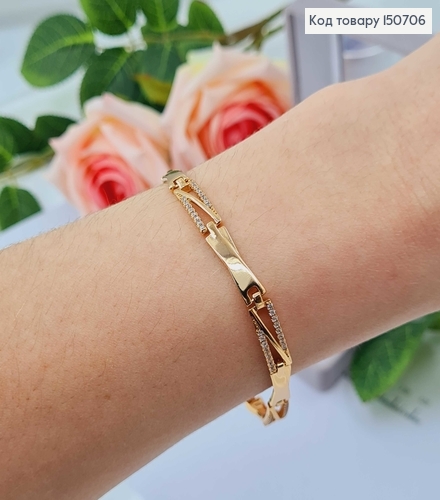 Браслет двойной с колечком, 16,5+4 см. Xuping 18K 150706 фото 3