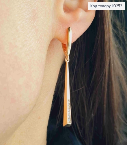 Серьги с подвижной подвеской в Блестящем камне, 1,6+3,2см, английская застежка, Xuping 18К 110252 фото 2