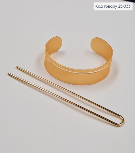 Кольцо металл з заколкой для гульки золотого цвета 251033 фото 2