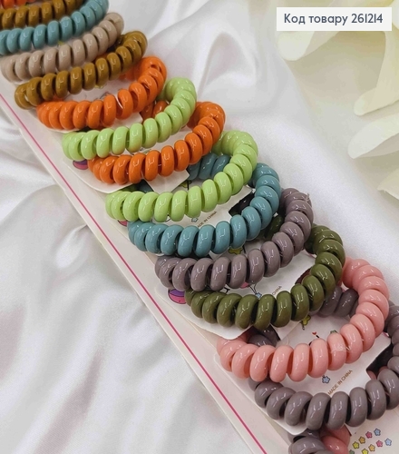 Резинка-пружинка (20шт) ТЕМНЫЕ оттенки в ассорт. по 2 на планшетке 261214 фото 2