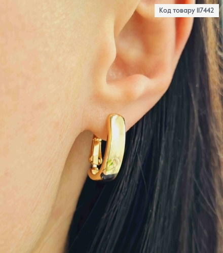 Серьги овальные Широкие, ширина 0,5 см, длина 1,7см, итальянская застежка, XUPING 18K 117442 фото 3