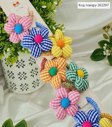 Резинки 5,5см(10шт) "Цветок в клетку" (6см) в ассортименте 262297 фото 2