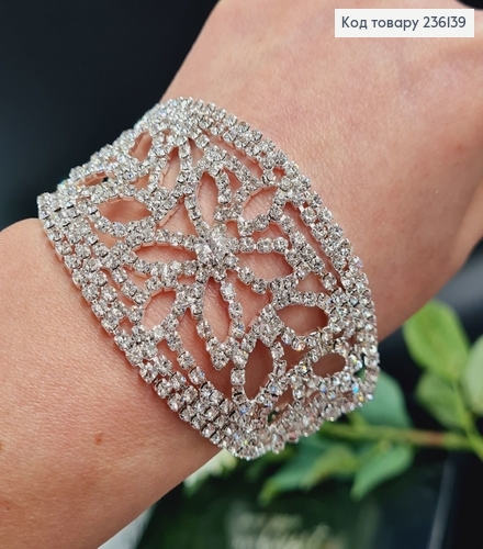 Бижутерия на руку браслет серебряная Цветочек с камнями 296007 фото 2