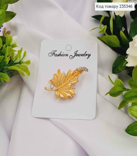 Брошь "Листочек" золотого цвета, размер 6,2см и 4,1см в ассортименте 235346 фото 2