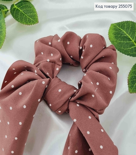 Резинка, Твіллі бант, попелясто-рожевого кольору, в горошок, 13*17см  255075 фото 2