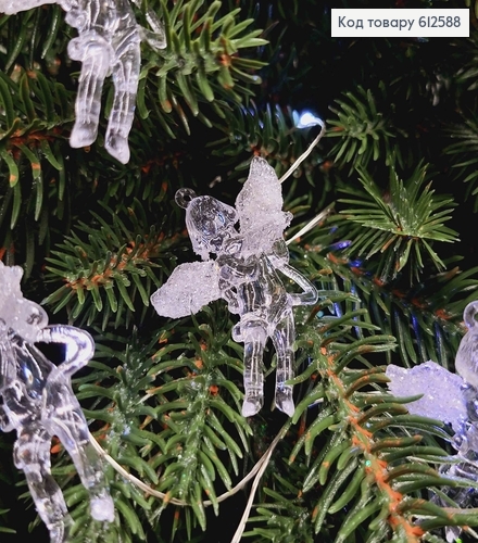 Новорічна фігура, набір Ангелочків, пластик, прозорих з блиском, 10шт/уп, 4см, Україна 612588 фото 2