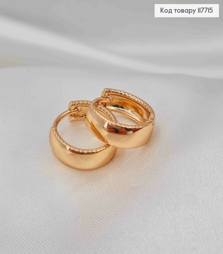 Серьги кольца с гранирующими краями, ширина 0,5см, диаметр 1,5см, Xuping 18K 117715 фото 2