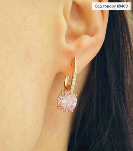Серьги с Розовым камнем, 2,5см, англ. застежка, XUPING 18K 118469 фото 3