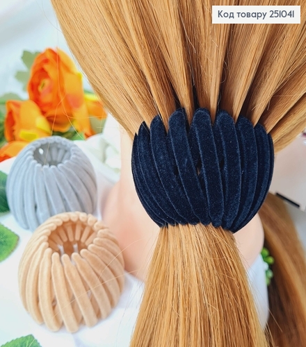 Заколка для шишечки, пластмасса с велюровым покрытием 9,5см в ассорт. 251041-1(Гулька) фото 2