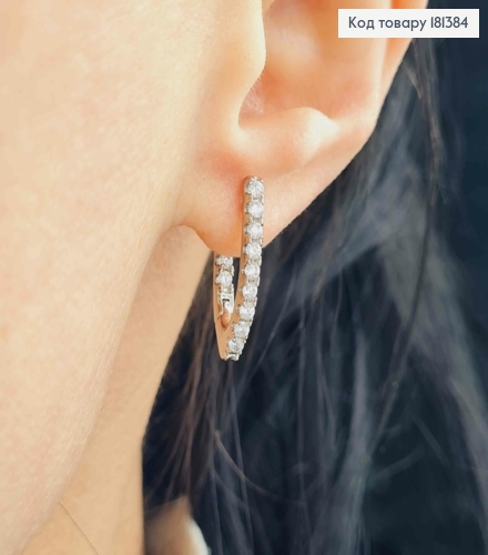 Сережки родованные, Стрелы в камешках, 2см, Xuping 181384 фото 2