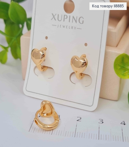 Серьги кольца "Сердце" (0,7см), диаметр 1,1см, Xuping 18K 118885 фото 2