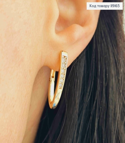 Сережки Стрелы с Блестящими камешками, 2,2см, англ. застежка, XUPING 18К 119165 фото 2