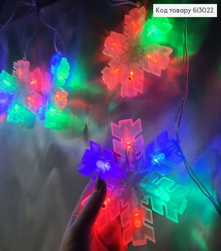 ¶Гирлянда 4 м 10 Снежинки цветные 613022 фото 2