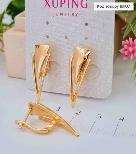 Серьги "Коготь Тигра", 2,5см, английская застежка, Xuping 18К 119107 фото 3