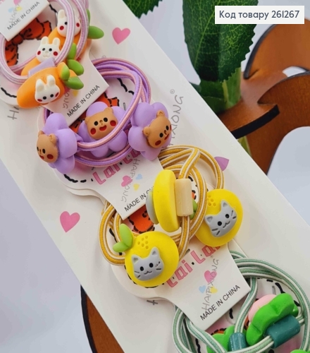 Набор детских резинок (30шт) КОТИКИ/Зайчики на Цветочке в ассортименте. 261267 фото 2