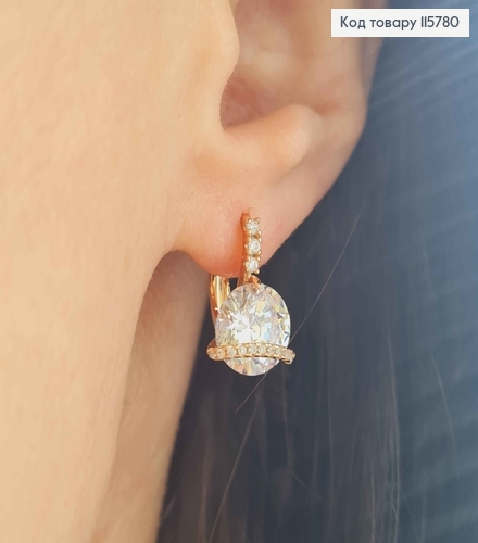 Серьги "Вена" с камнем, 1,5см, англ. зам. Xuping 18К 115780 фото 2