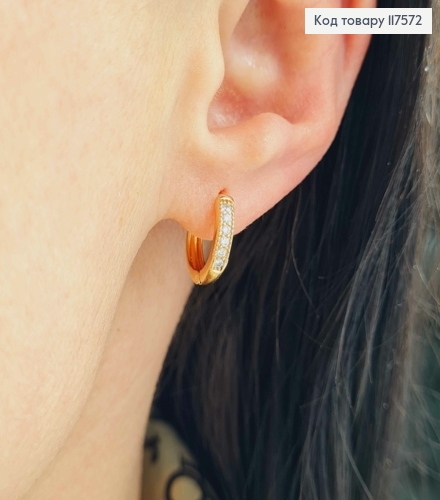 Серьги кольца украшены камешками, 1,3см, XUPING 18K 117572 фото 2