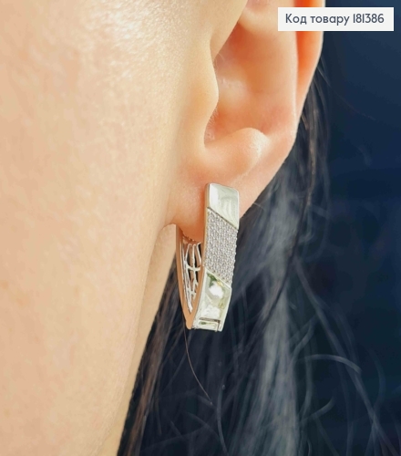 Серьги родованные, Стрелы с камешками, 2,2см, шир. 7мм, Xuping 181386 фото 2