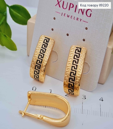 Серьги овальные ВЕРСАЧЕ с Черной эмалью, 2,4см, английская застежка, Xuping 18K 119220 фото 2