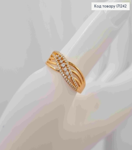Перстень прикрашений Блискучими камінцями, Xuping 18К 171242 фото 2
