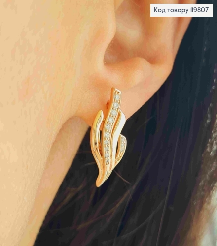 Серьги "Огоньки" украшены Блестящими камешками, 2,3см, английская застежка, XUPING 18K 119807 фото 2