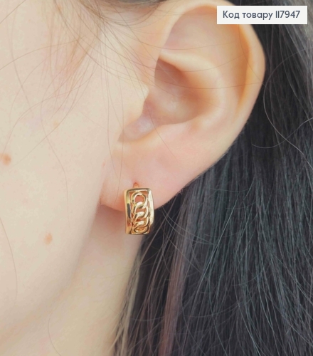 Серьги кольца с имитацией "Цепочка", 1,35см, Xuping 18K 117947 фото 3