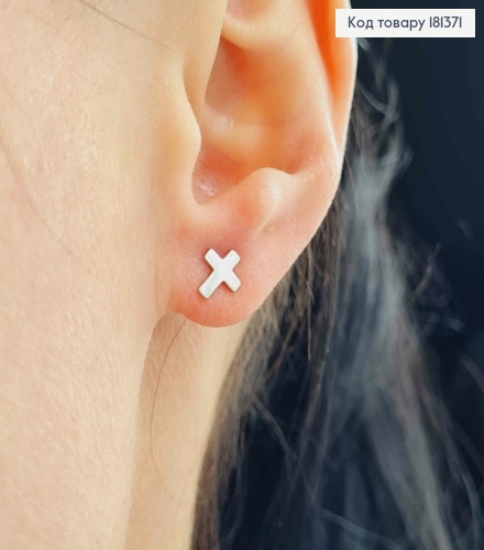 Серьги, маленькие плоские Крестики, 7мм, Xuping 181371 фото 2