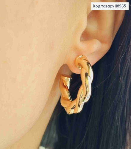 Серьги гвоздики "Объемные" Винтовые, длина 2,8см, Xuping 18K 118965 фото 2