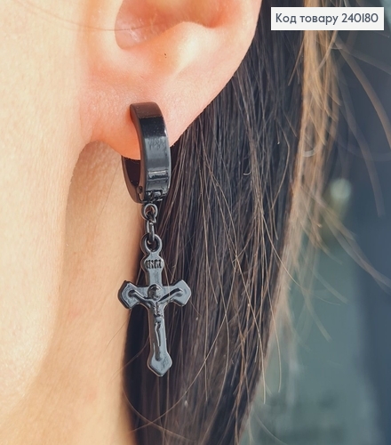 Серга кольцо 1см крестик 1.4см 240180 фото 2