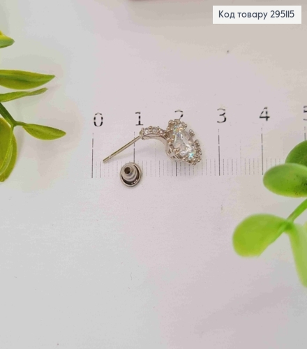 Серьги гвоздики "Солнышко" с Блестящим камнем в оправе из камней, 1,7см 295115 фото 2