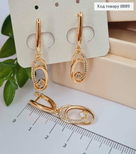 Серьги с подвижной Подвеской в Блестящем камне,1,6+2,1см, английская застежка, XUPING 18K 118189 фото 2