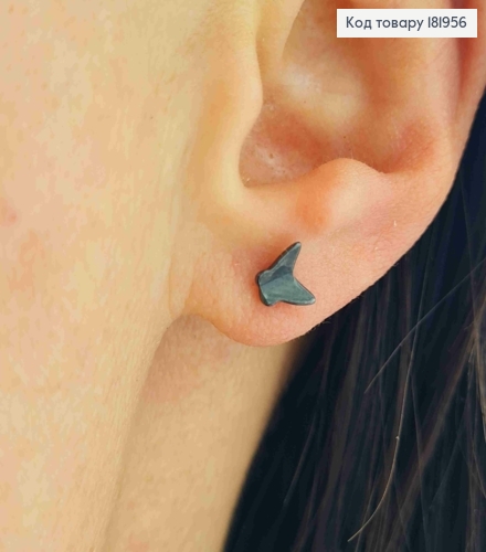 Серьги гвозди черненые "Бабочки", размером 0,5см, Xuping 181956 фото 2