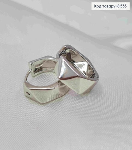 Серьги кольца широкие граненные, ширина 5,5мм, диаметр 1,8см, Xuping 181535 фото 2