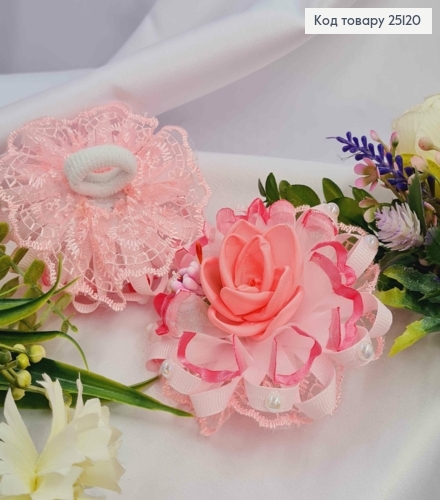 Резинка Бант розовий 8см, ручная робота Украина 25120 фото 2