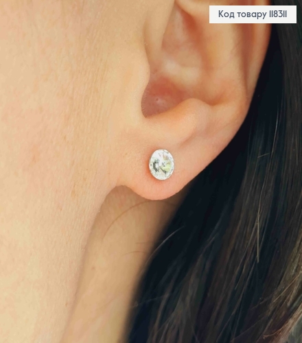 Серьги гвоздики с выпуклым Блестящим камешком, "Сваровски" 0,5см, XUPING 18K 118311 фото 2