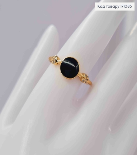Кольцо с Черной эмалью и Блестящими камешками, Xuping 18К 171083 фото 3