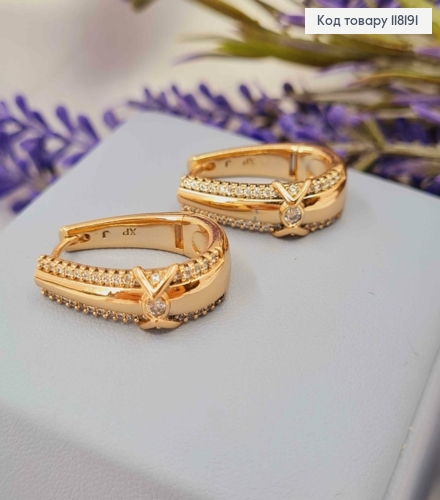 Серьги "Овальные" с Блестящими камешками, 2,3см, XUPING 18K 118191 фото 2