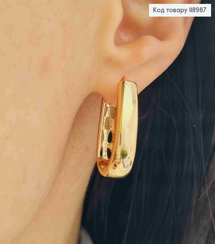 Серьги кольца "Овальные", ширина 0,7см, длина 2,5см, Xuping 18K 118987 фото 2